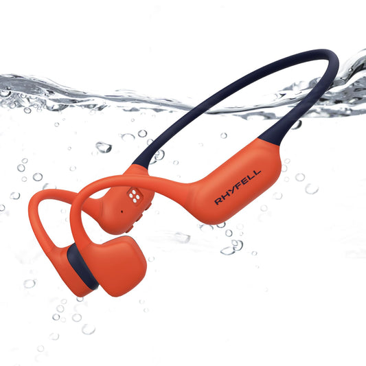 Rhyfell Bone Conduction Headphones, IP68 Waterproof Swimming Headphones with MP3 Mode 32GB Memory, Bluetooth 5.4, Open-Ear Design, Secure Fit…