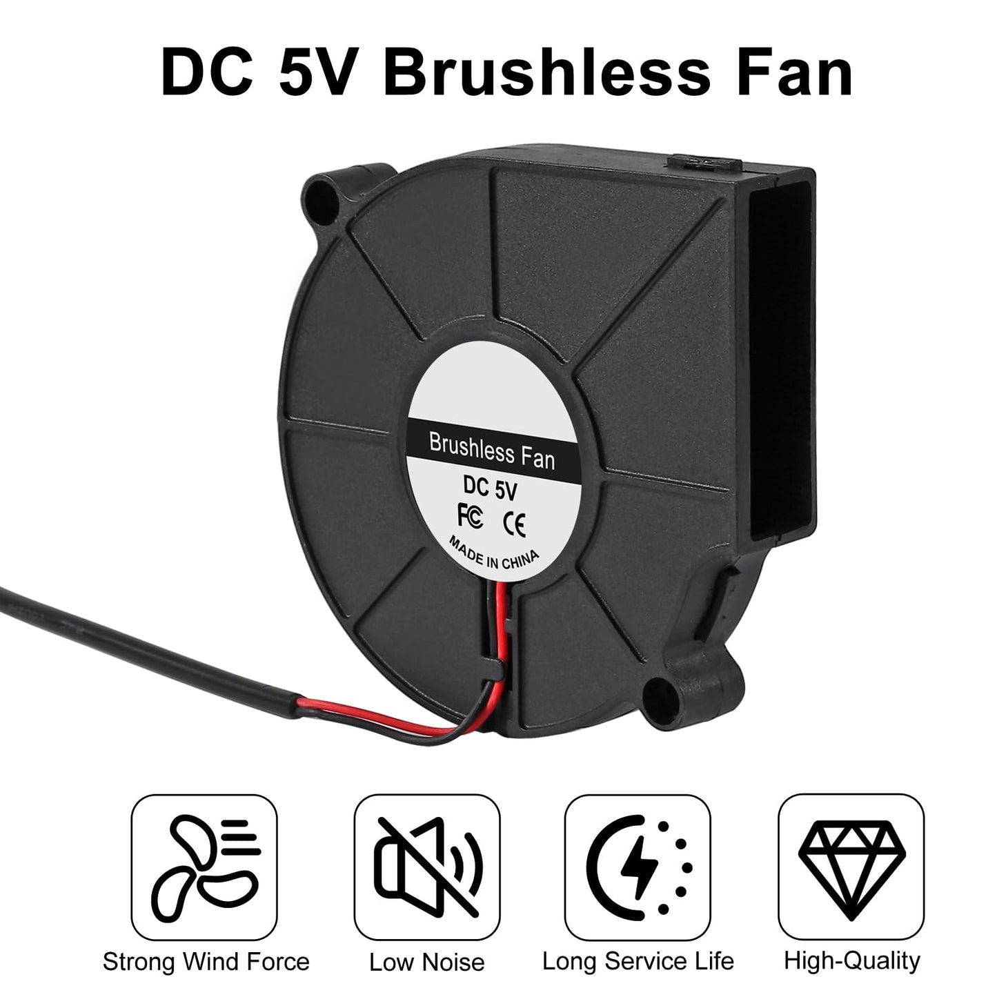 4PCS 7015 Fan 75mm DC 5V USB Blower Fan 75mm x 15mm 5V USB Blower Brushless Cooling Fan for 3D Printer PC CPU Computer Case Fan Cooler