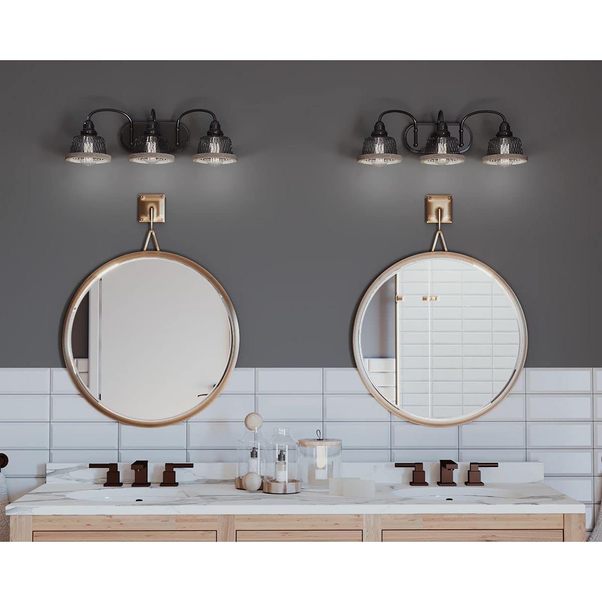 Progress Lighting Tilley Collection 3-Light Coastal Bath Vanity Light Antique Bronze