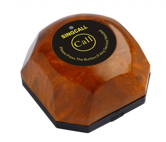SINGCALL Wireless Calling System,Brown Single Call Button,Guest Call Waiter System(APE560) Can't Be Used Alone