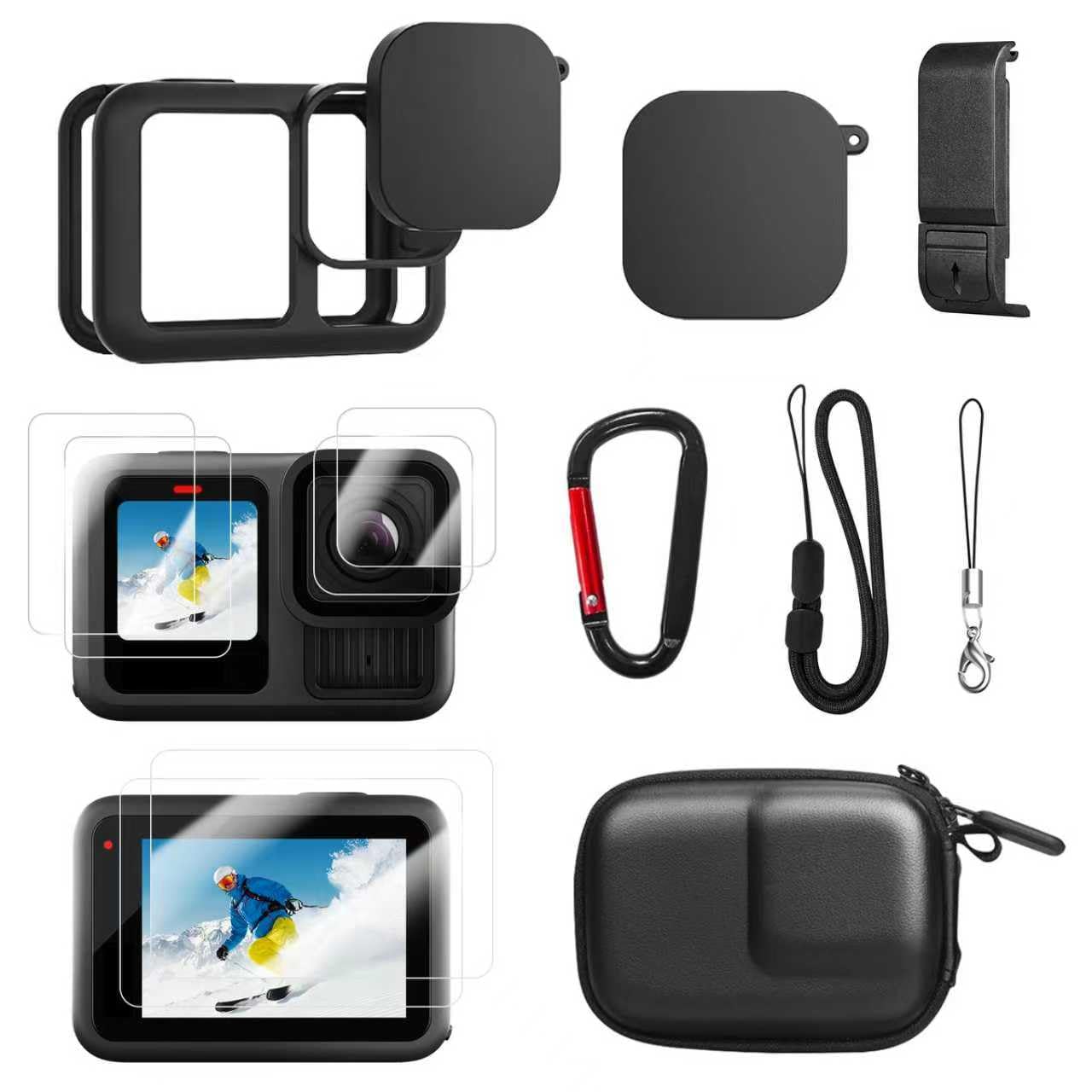 AAIOOEA Accessories Kit for GoPro Hero 13 Black Protective Silicone Case Screen Protector Lens Cap Lanyard and Storage Case Go Pro Hero 13