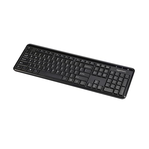 Amazon Basics Modern Wireless Keyboard with Numeric Keypad, Easy Setup, Plug-and-Play, Compact US Layout (QWERTY), 2.4GHz, Black