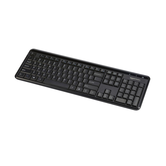 Amazon Basics Modern Wireless Keyboard with Numeric Keypad, Easy Setup, Plug-and-Play, Compact US Layout (QWERTY), 2.4GHz, Black