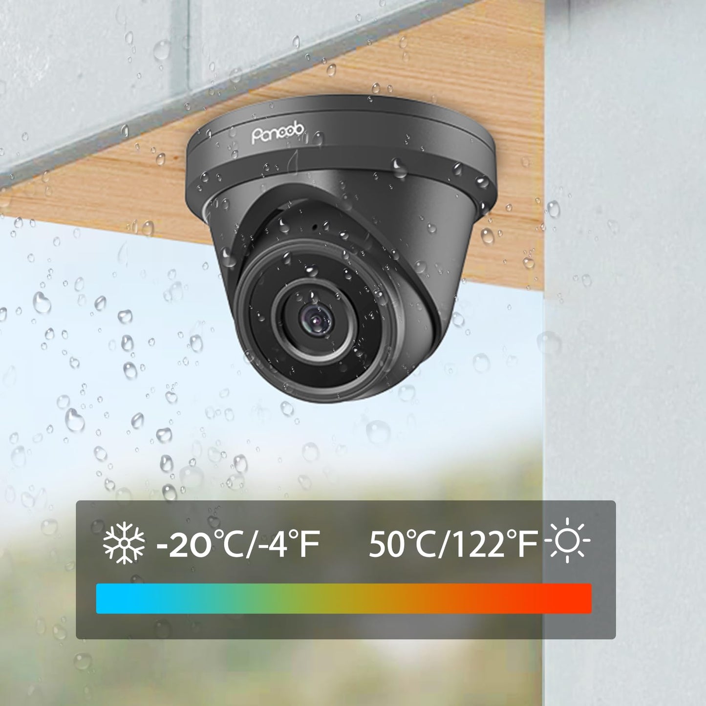 PANOOB 5MP PoE Dome Camera Outdoor, Wired Surveillance Security IP Turret Camera with Microphone, 2.8mm Lens 110° Wide Angle, AI Human Detection, IP67