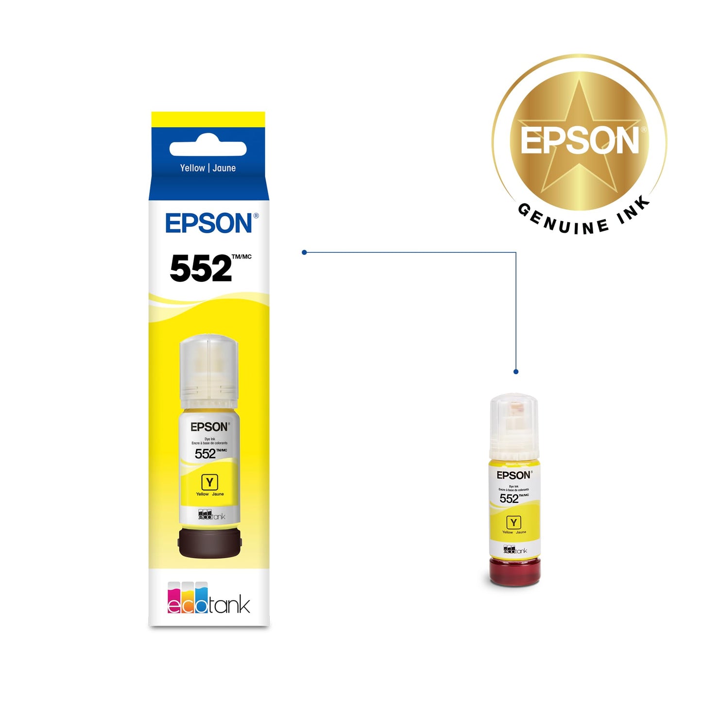 Epson 552 EcoTank Ink Ultra-high Capacity Bottle Yellow (T552420-S) Works with ET-8500, 8550