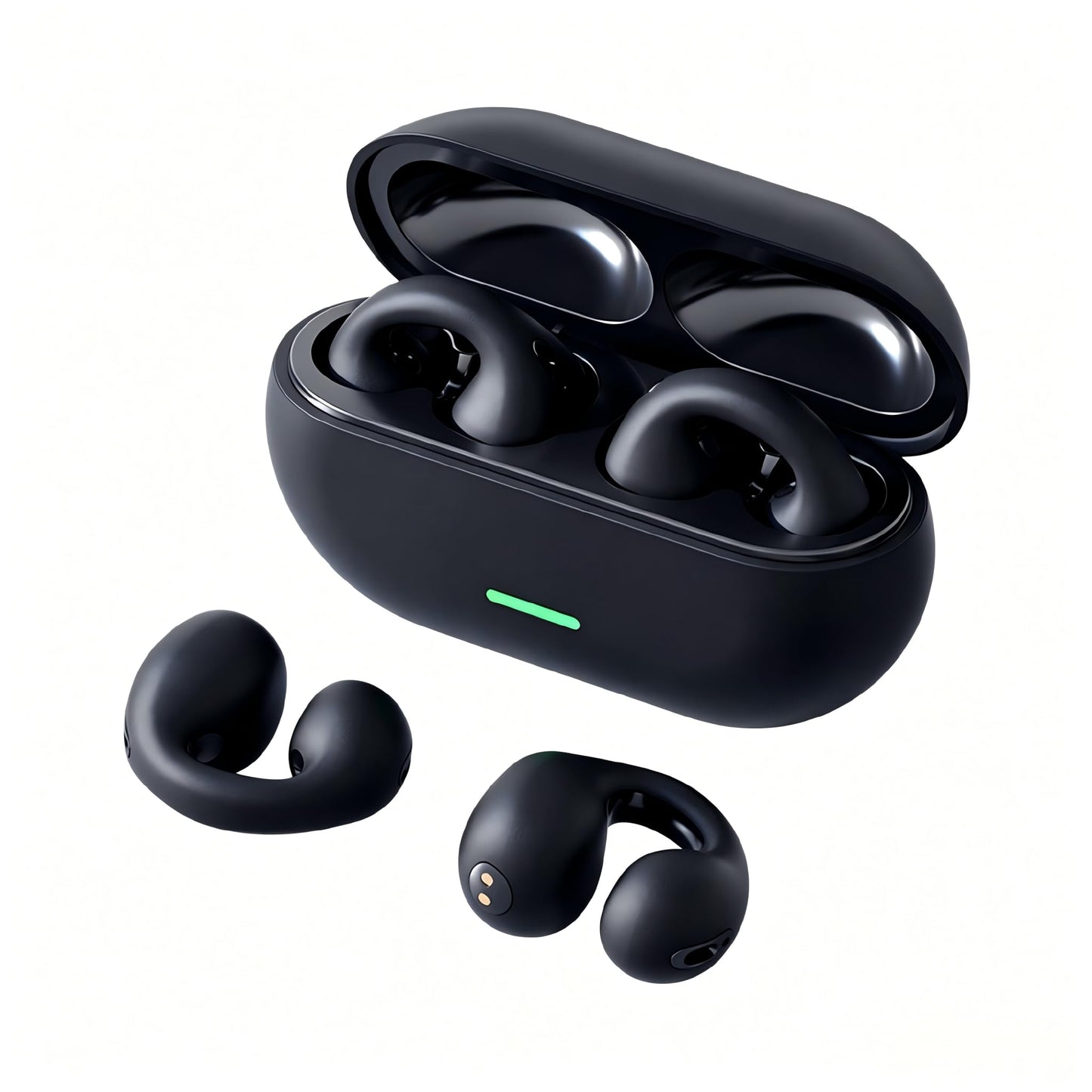 Bone Conduction Ear Clip Bluetooth 5.3 Headphones, Open-Ear Sport Wireless Earbuds with Breathing Light, Ultra-Low Latency for Gaming, Long Battery