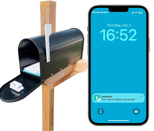 InstaView Wireless Mailbox Alert System with Sensors and Receiver, Mailbox Alarm for Delivered Mail, Mail Chime with Phone App Notification, 1K ft