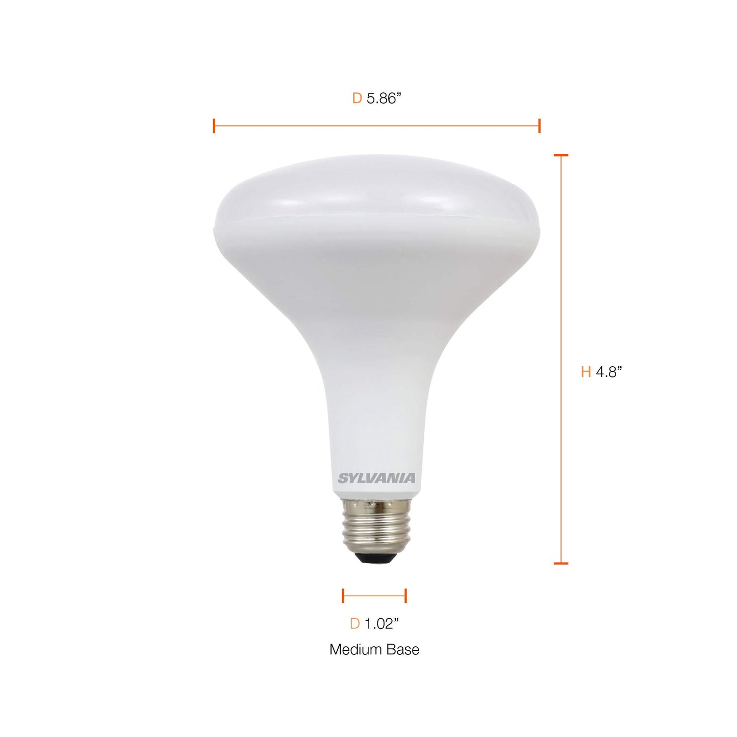 Sylvania BR40 LED Flood Light Bulb, 85W = 13W, 10 Year, Dimmable, Frosted Finish, 1050 Lumens, 5000K, Daylight - 2 Pack (79624)