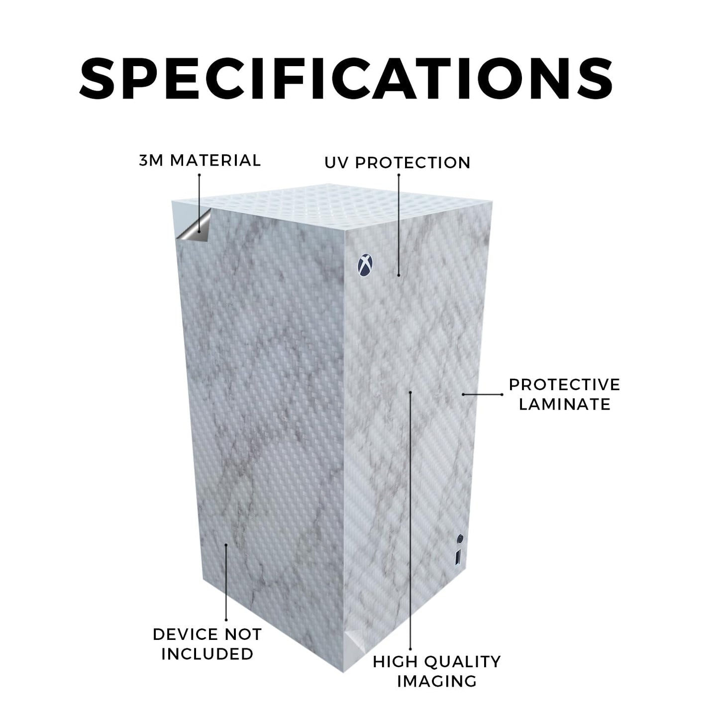 Carbon Fiber Gaming Skin Compatible with Microsoft Xbox Series X Digital Edition - Frost Marble - Premium 3M Vinyl Protective Wrap Decal Cover - Easy