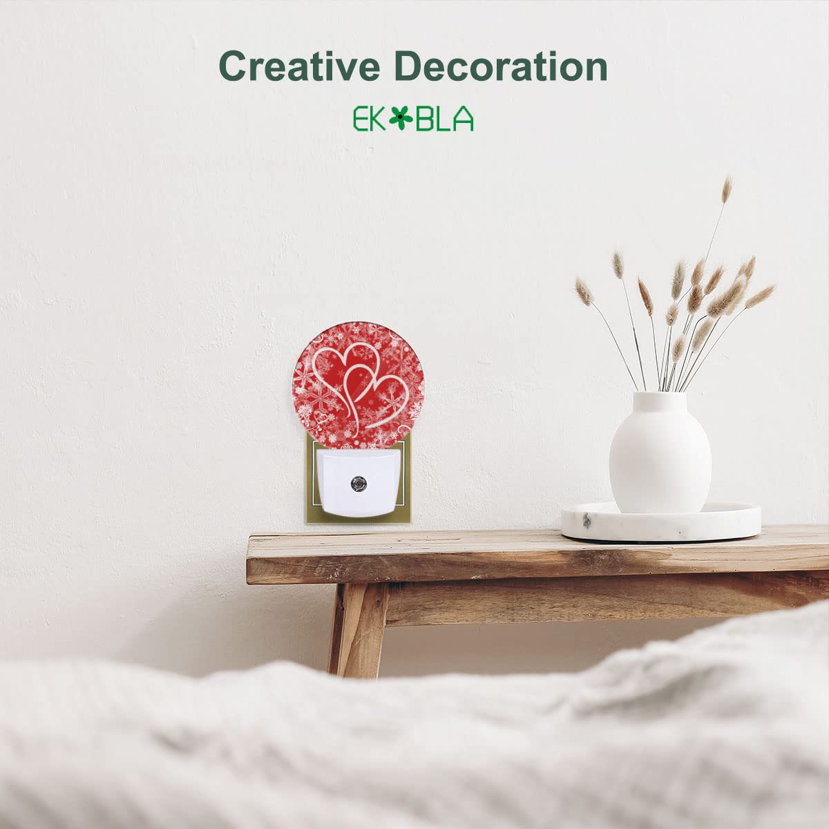 EKOBLA Red Sweet Hearts Night Lights Plug Into Wall with Dusk to Dawn Sensors, LED Nightlights for Bedroom Bathroom, Birthday Valentine Gifts for Boys