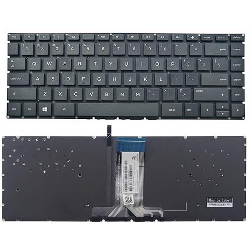New US Black Backlit English Laptop Keyboard (Without Frame) Replacement for HP Pavilion 14-AL 14-AL000 14-AL061NR 14-AL062NR Light Backlight