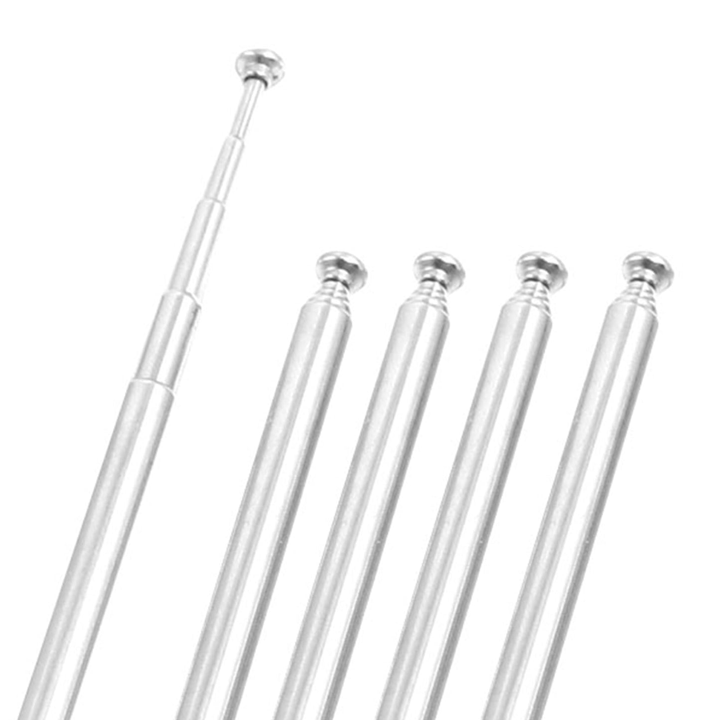 Uxcell 5 Sections Telescopic Antenna, 12 Inches 310mm Long for AM FM Radio TV, 5 Pcs Communications for Home Theater, Silver Tone