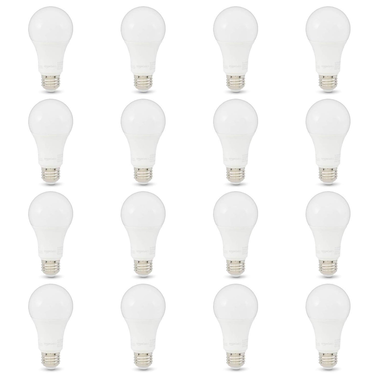 Amazon Basics A19 LED Light Bulbs, 100W Equivalent, Daylight White 5000K, Energy Efficient 15W, Non-Dimmable, 10,000 Hour Lifetime, 16-Pack