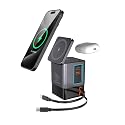 Electmagic 105W Charging Station-MagSafe Compatible,6-in-1 Charging Dock,Gan Retractable Charger with Dual 65W Cables,USB-C Fast Charging for iPhone