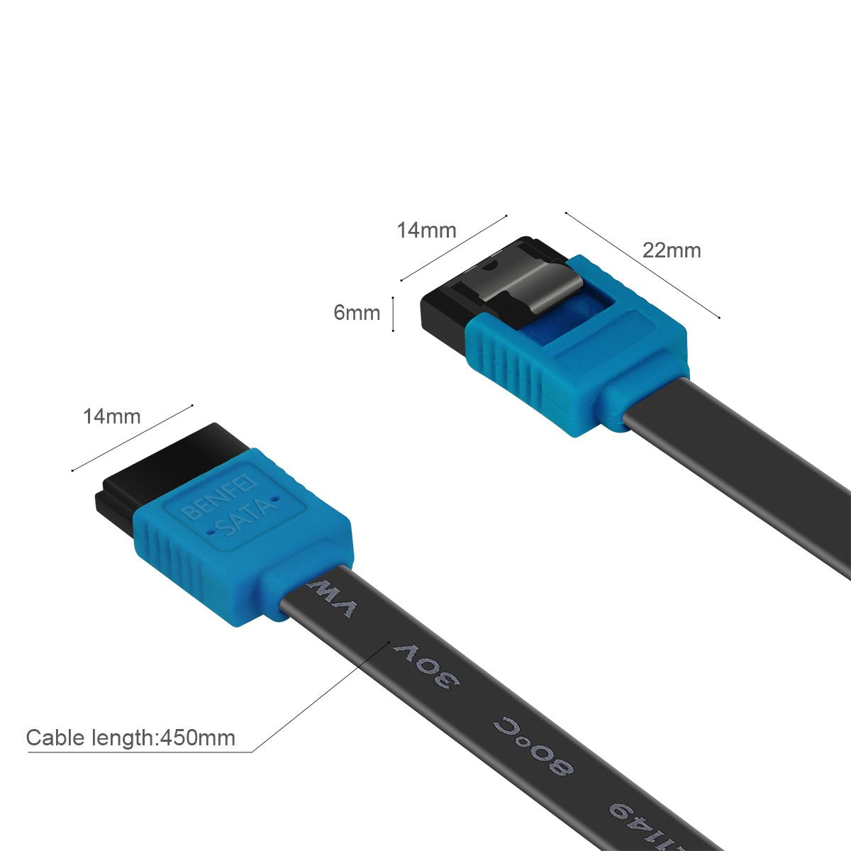 Benfei SATA Cable III, 12 Pack SATA Cable III 6Gbps Straight HDD SDD Data Cable with Locking Latch 18 Inch for SATA HDD, SSD, CD Driver, CD Writer