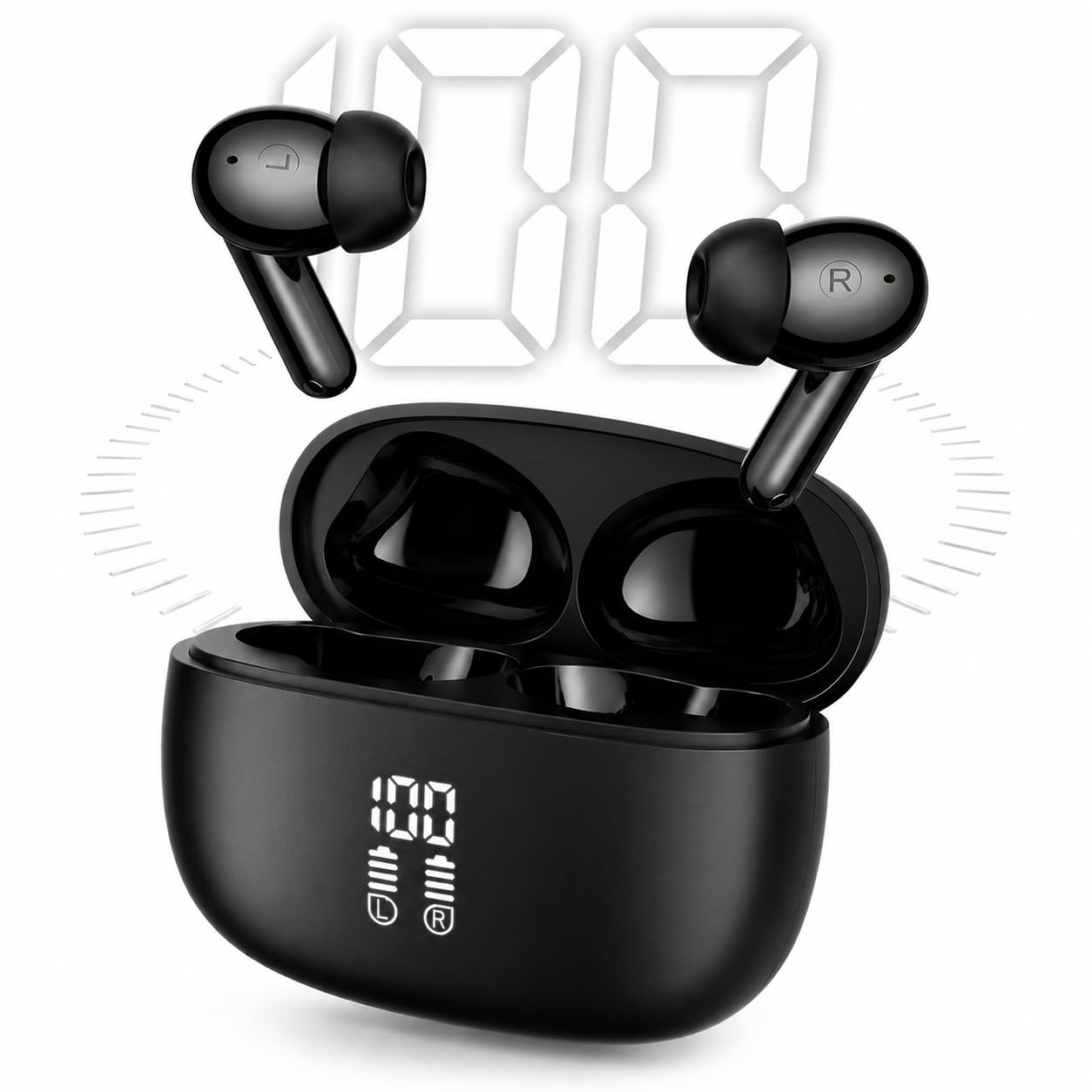 Cyberix Active Noise Cancelling Ear Buds, Bluetooth 5.4 True Wireless Earbuds with LED Power Display and Touch Control, Waterproof, Long Battery Life