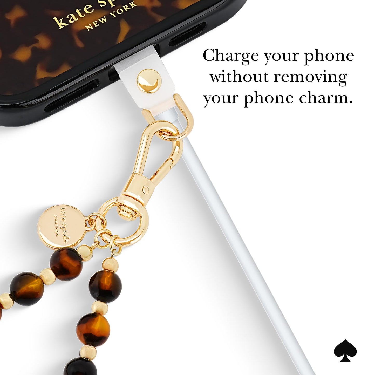 kate spade new york Phone Charm Wrist Strap - Detachable Anchor Card Cell Phone Lanyard - Tortoise Bead