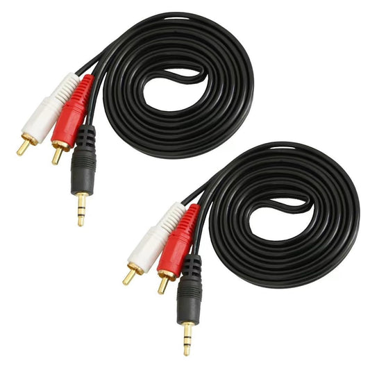 ThtRht 2 Pack Audio Cable 1/8'' 3.5mm TRS Male to 2 RCA Male Stereo Sound Cord for Computer Mp3 Phone Port to Connect Home Theater Audio System