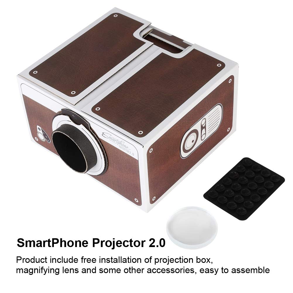 ASHATA Second Generation Mini Projector Proyector DIY Home Portable Smart Mobile Phone Projector for Home Cinema Brown