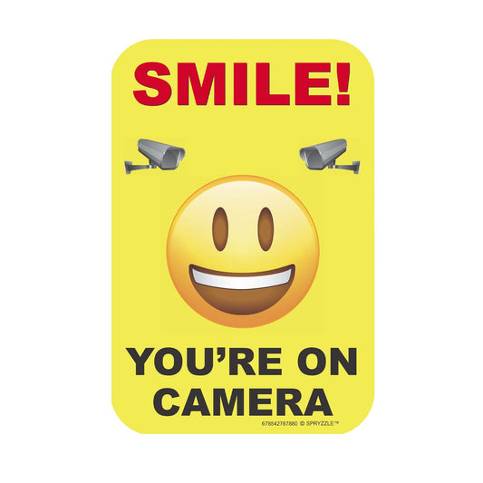 Smile You're on Camera Video Surveillance Security Sign 9" x 12" PVC Warning Signs for Property Home Security Signs for House, Home Business, Camera