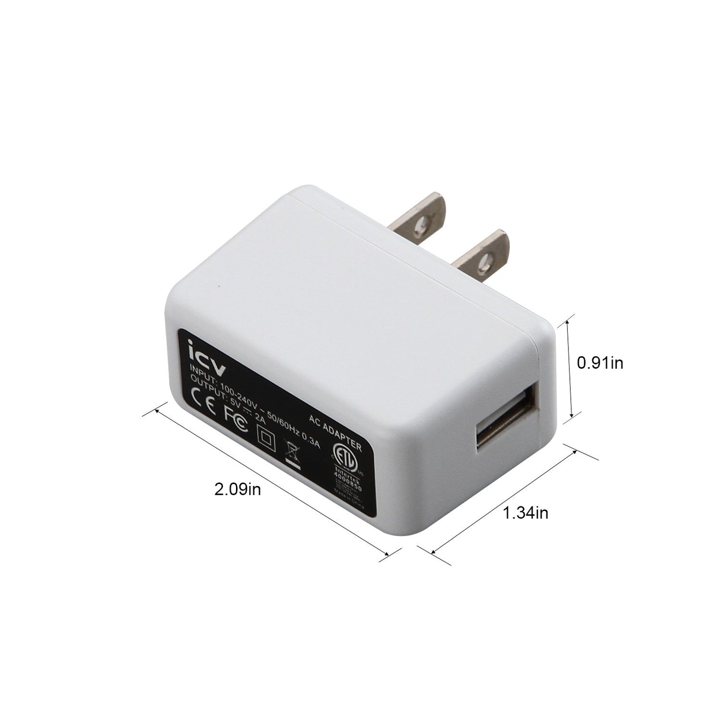 icv USB Wall Charger - 5V 2A 10W AC Power Adapter with US Plug for Phone, Tablet and Other Related USB Powered Devices Small and Lightweight