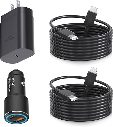 Samsung Type C Charger Fast Charging Kit,25W PD USB C Wall/Car Super Fast Charger with 6.6Ft Charger Cable for Samsung Galaxy S26/S26 Ultra/S26+/S25