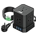 Cube Power Strips with Surge Protection, 10ft Extension Cord with Multiple Outlets, 5 AC Plugs, 3 USB, 1 Usbc Fast Charging Power Strip with USB