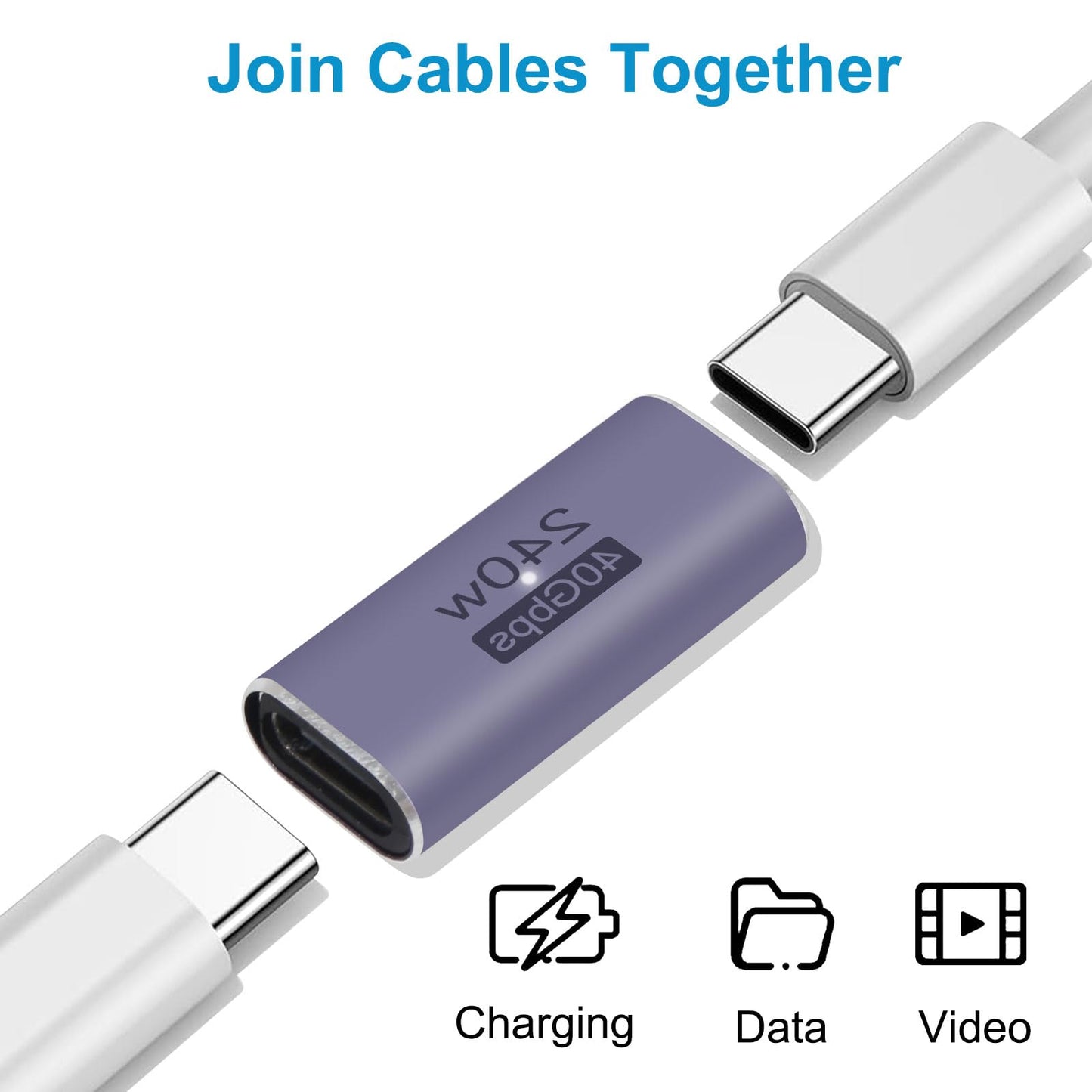 JUZITAO 4PCS 240W USB C Coupler, USB Type C Female to Female Fast Charging Adapter Extender with PD 240W Charging 8K @60Hz Video 40Gbps High Speed…
