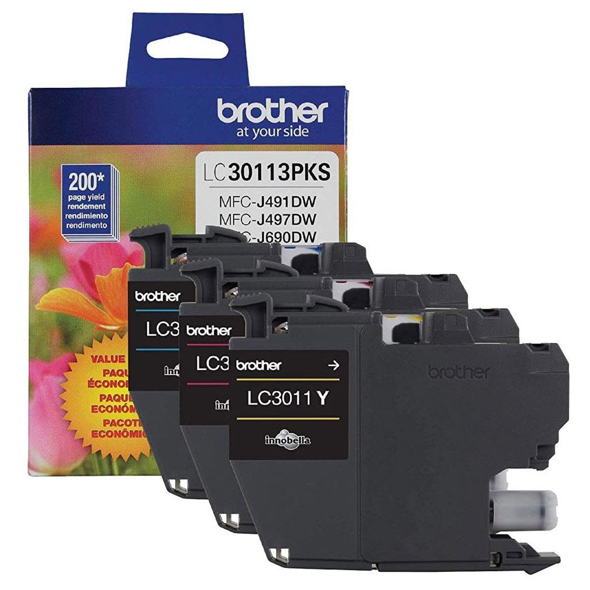 Brother 2 Pack LC3011 Innobella Standard-Yield 3-Color Ink Cartridge Set, 200 Pages Yield/Cartridge, Cyan, Magenta, Yellow