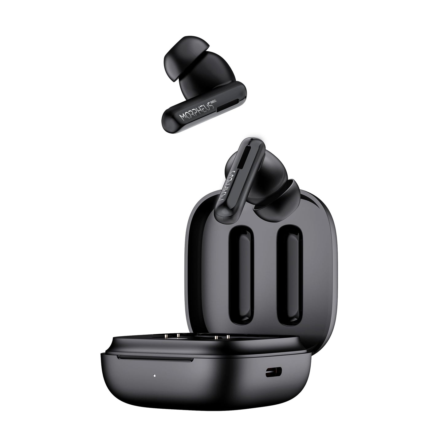 Morpheus 360 Nemesis ANC Wireless Noise Canceling Headphones TW2750B, Bluetooth in Ear Earphones, Magnetic Charging Case, 30H Playtime, Pure Black