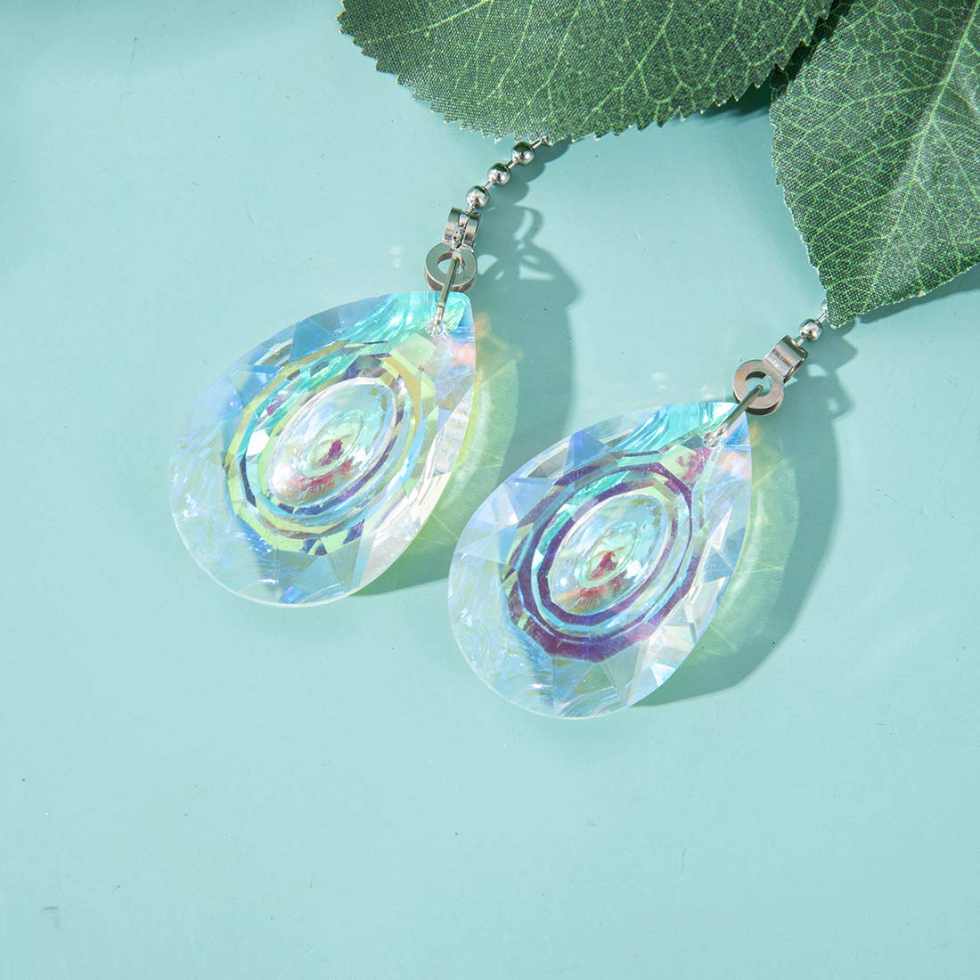 2 PCS Crystal AB Coating Ceiling Fan Pull Chain Extender Prisms Drop Gifts