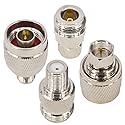Kaunosta N to F Coax Adapter Kit (4-Pack) - Premium Nickel-Plated Brass RF Connector for TV Antenna RG6 Cable Extension, N Male/Female to F