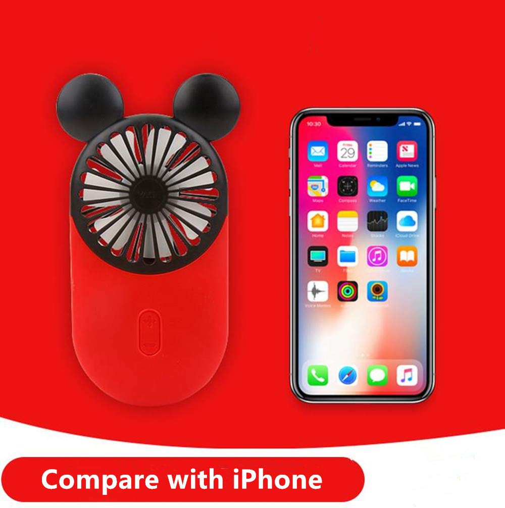 DECVO Cute Personal Mini Fan, Handheld & Portable USB Rechargeable Fan with Beautiful LED Light, 3 Adjustable Speeds, Portable Holder, for Indoor Or