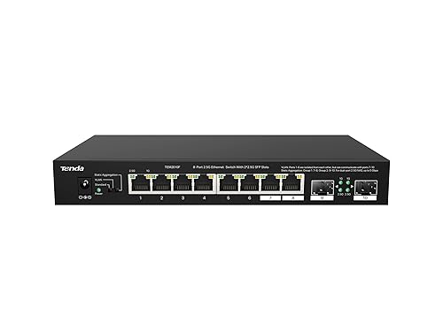 Tenda 2.5Gb Ethernet Switch | 10 Port 2.5G Network Switch | 8 x 2.5G Ports & 2 x 2.5G SFP+ | Plug & Play | Unmanaged Switch | Desktop/Wall-Mount |