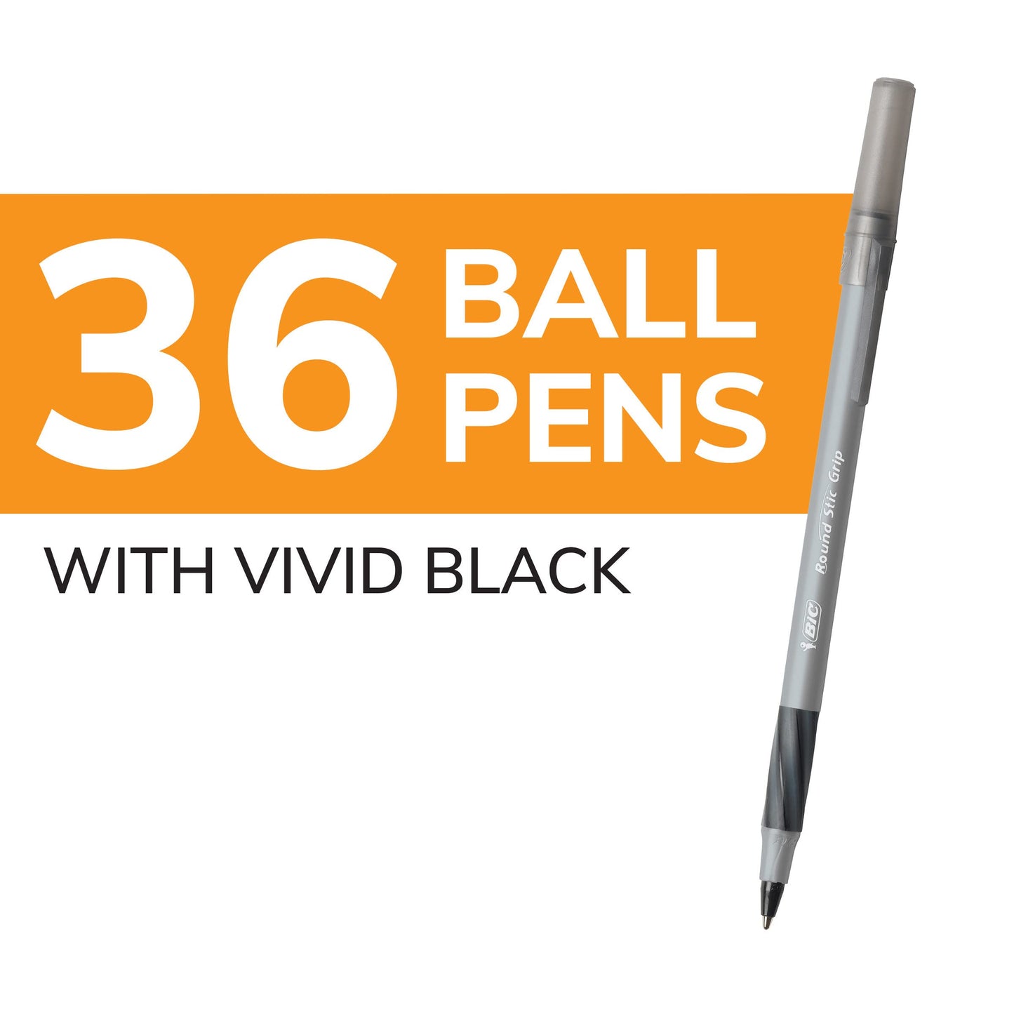 BIC Round Stic Grip Xtra Comfort Black Ballpoint Pens, Medium Point (1.2mm), 36-Count Pack, Perfect Writing Pens With Soft Grip for Superb Comfort