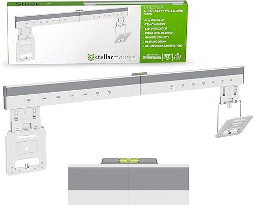Ultra Slim Micro Gap Wall Mount for 43-100 inch TVs, Vesa 200x200-800x600, 165 lbs, Only.37 Profile, Kickstand, Magnetic Contacts, Tools & Bubble