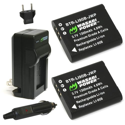 Wasabi Power Battery (2-Pack) and Charger for Olympus LI-90B, LI-92B and Olympus SH-1, SH-50 iHS, SH-60, SP-100, SP-100EE, Tough TG-1 iHS, Tough TG-2
