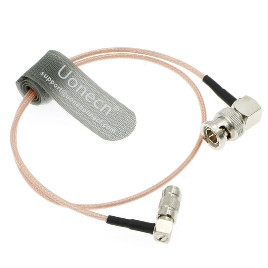 Uonecn RG179 Right Angle BNC to Right Angle DIN 1.0/2.3 mini BNC 75ohm Coaxial Cable Video Cable for Blackmagic HyperDeck Shuttle 50cm