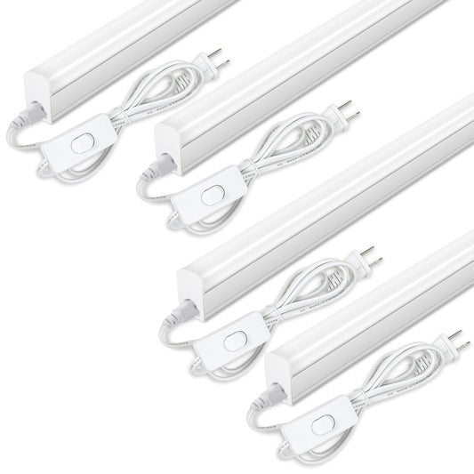 LELEJU LED Under Cabinet Lighting, 1FT, 5W, 6000K, 500lm, T5 Integrated Single Fixture, Under Counrer Lights for Kitchen, Corded Electric with ON/Off