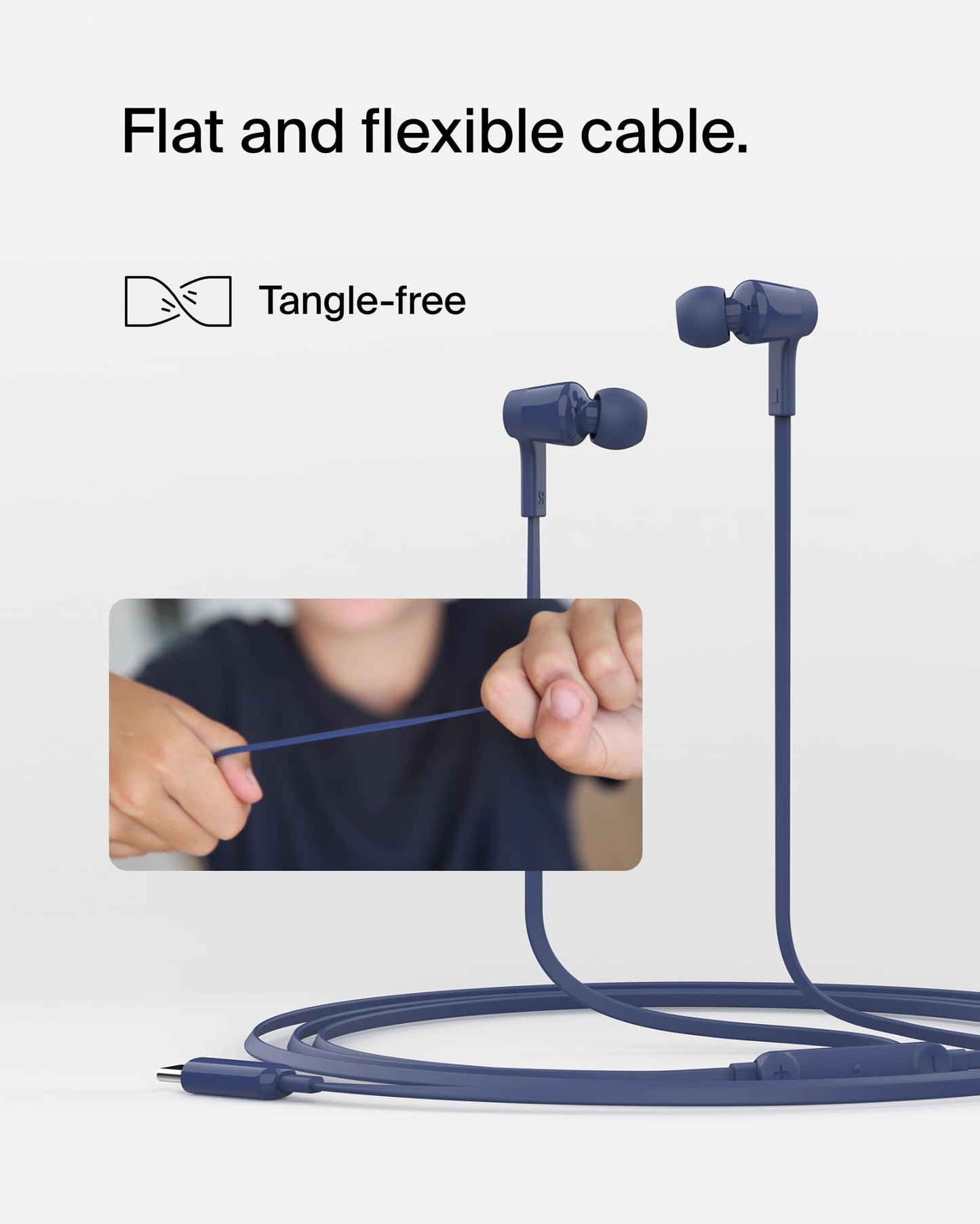 Belkin USB-C Wired Earbuds, Adjustable Volume Limiter, IPX5