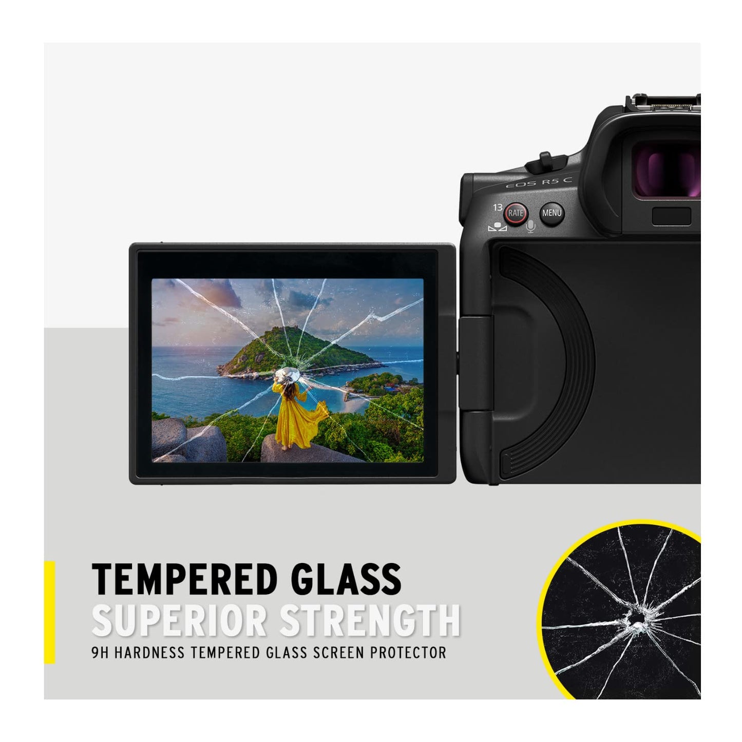 Koah LCD Ultra Armor Screen Protector for Canon EOS R5 Mirrorless Camera, 0.3mm Ultra-Thin Optical Protector Glass, Anti-Bubble Anti-Fingerprint