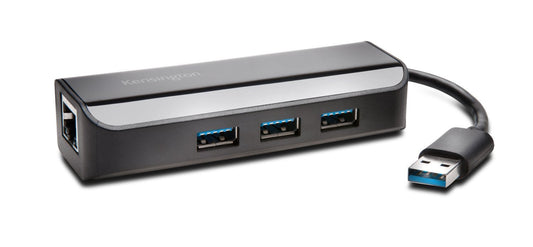 Kensington UA3000E 3.0 to 10/100 Fast Ethernet Adapter with 3 USB Ports (K33982WW)