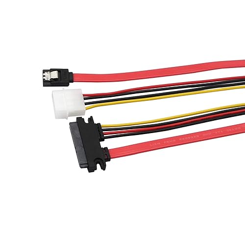 22 Pin SATA ATA Data and Power Combo Cable,22Pin SATA to 7Pin Serial ATA Data Cable + 4Pin IDE LP4 Power Cable (Date 30)
