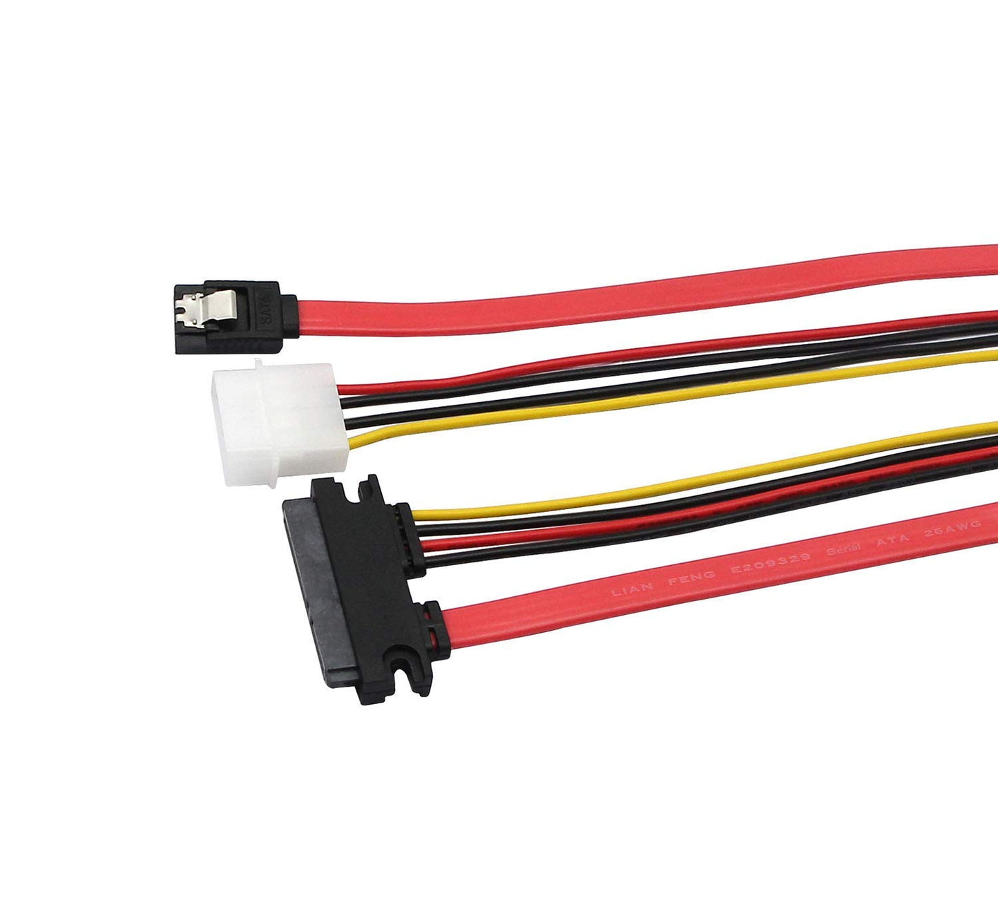 22 Pin SATA ATA Data and Power Combo Cable,22Pin SATA to 7Pin Serial ATA Data Cable + 4Pin IDE LP4 Power Cable (Date 30)