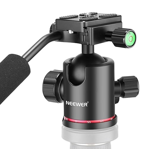 Neewer Heavy Duty Camera Tripod Ball Head with Handle and 1/4 inch Quick Shoe Plate, 360 Degree Panoramic Head for Tripod, Monopod, Slider, DSLR