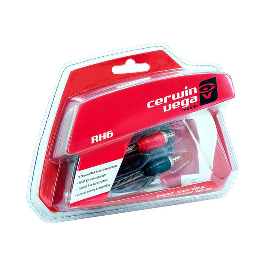 Cerwin Vega Mobile 2-Channel RCA 6 ft. Ultra Long Grain OFC Cooper Twisted Pair Single Molded Ends Split Brass Tip Cable