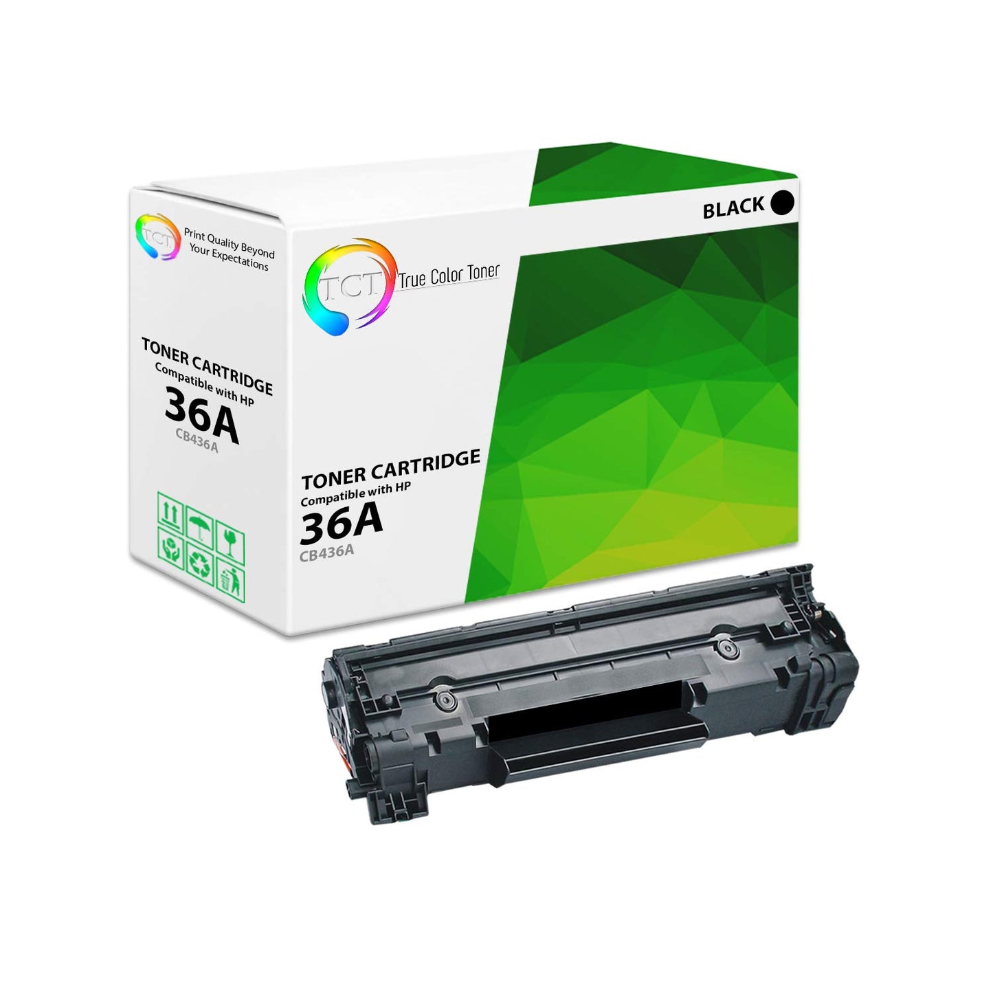 TCT 36A Toner Cartridge - Compatible Replacement for HP 36A CB436A Black Works with HP LaserJet P1505 P1505N M120 M120N M1522 1522F M1522N M1522NF