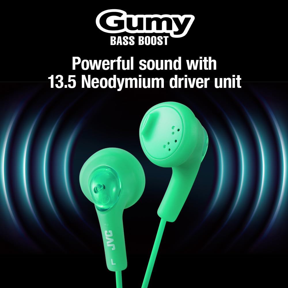 JVC HAF160G Gumy Ear Bud Headphone Green