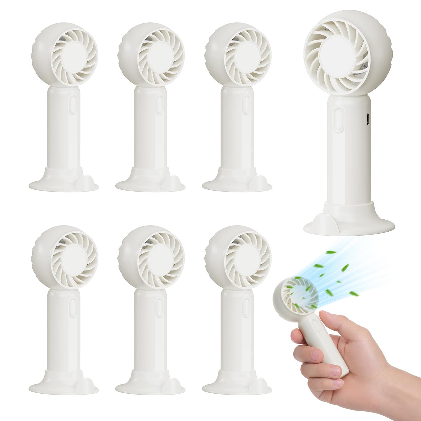 AURAELOS 6 Pack Mini Fans, USB Rechargeable, Wedding Favors, Ivory