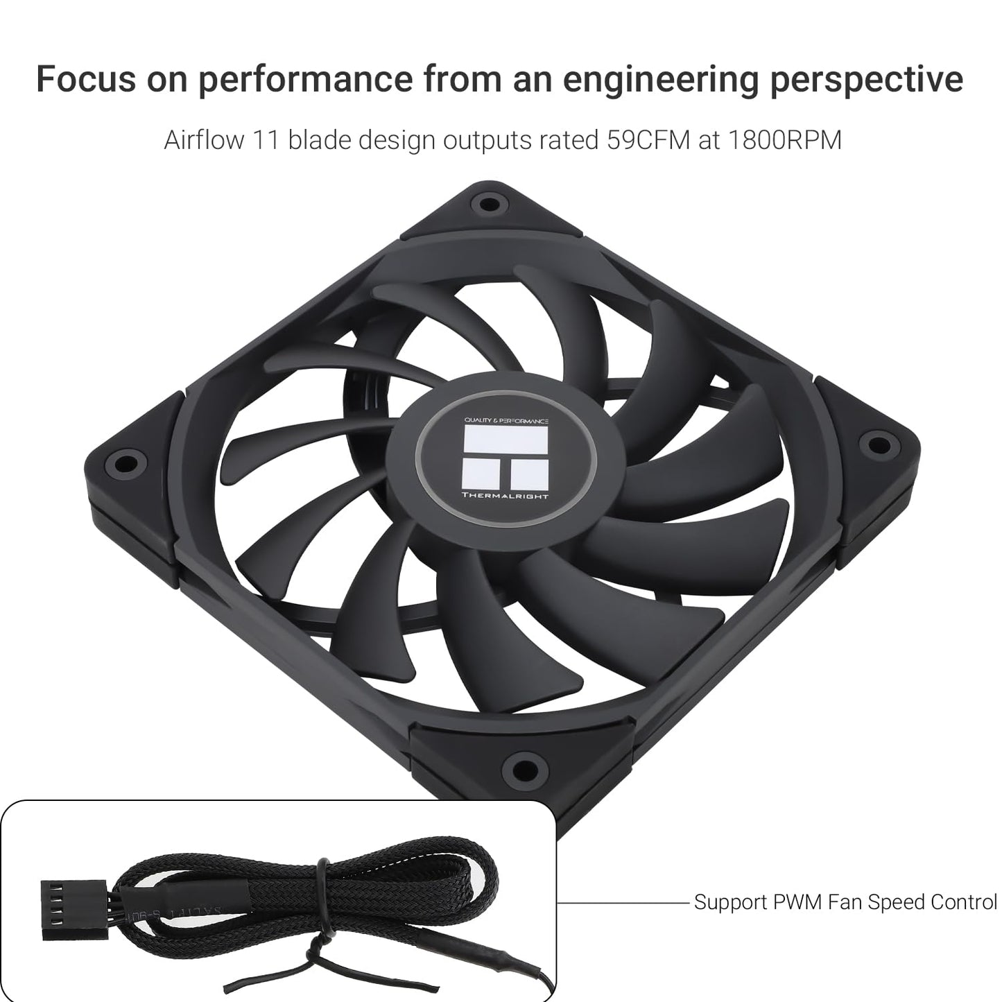 Thermalright C12015B CPU Fan Computer case Fan Quiet 4pin PWM PC Fan,15mm Slimline Cooler Fan,120mm CPU Cooling(Black)